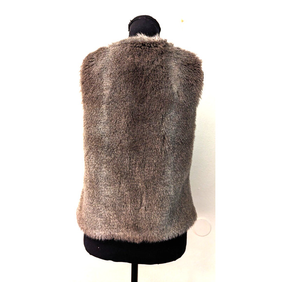 Talula sz S Faux Fur Vest lined soft browns gray ivory 1959 - Picture 3 of 4